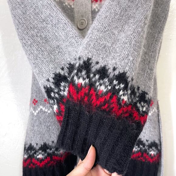 GREATPLAINS Lambswool Angora Fair Isle Snowflakes Cardigan in Multi Size L - Picture 7 of 15